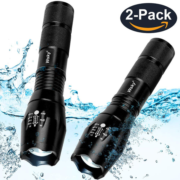 2 Zoomable 5 Modes LED Waterproof Flashlights