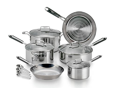 Batería de cocina T-fal de acero inoxidable de 12 piezas