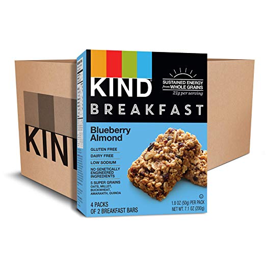 Barras de desayuno KIND, almendra y arándano, sin gluten, sin OGM, 1.8 oz, 16 unidades