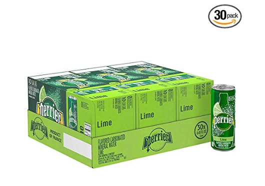 30 Cans of Perrier Lime Carbonated Mineral Water