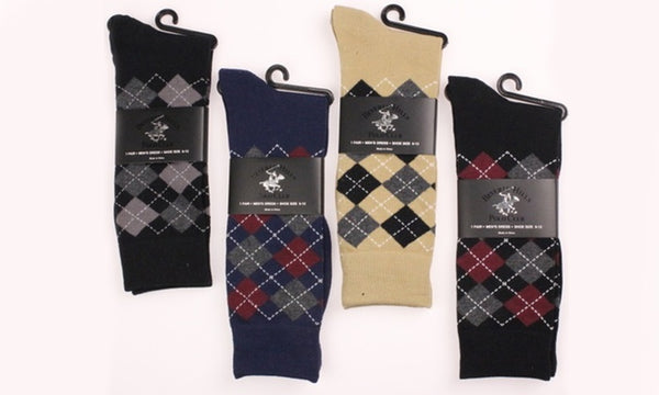 4 Pairs of Beverly Hills Polo Men's Argyle Dress Socks