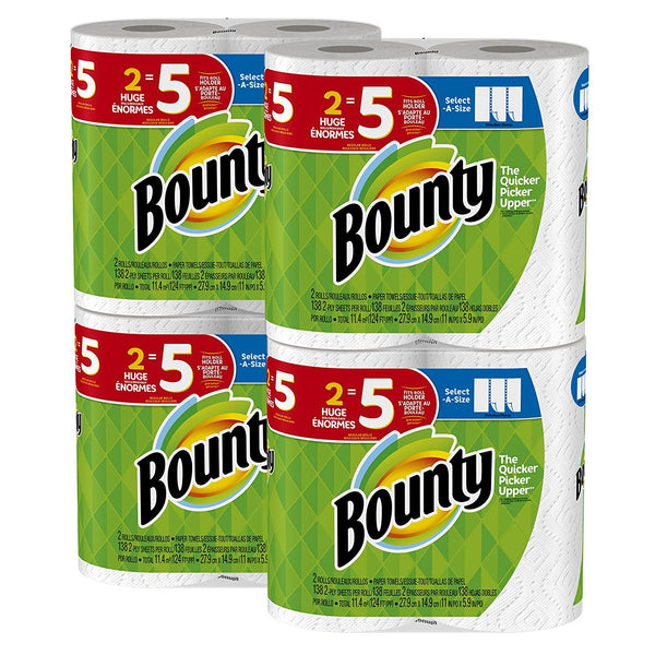 8 rollos enormes (20 regulares) de toallas de papel Bounty