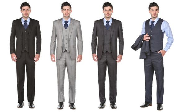 Gino Vitale Men's Modern-Fit Sharkskin Suit (3-Piece)