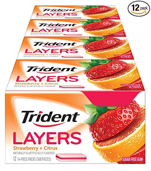 12-Pack 14-Ct Trident Layers Sugar Free Gum (Wild Strawberry)