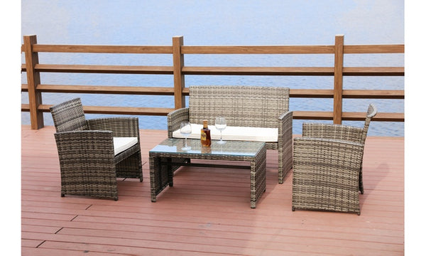 4 piece wicker outdoor set - black or brown