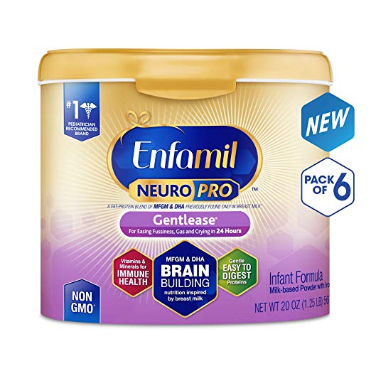 Paquete de 6 fórmulas en polvo para bebés Enfamil NeuroPro Gentlease de 20 oz