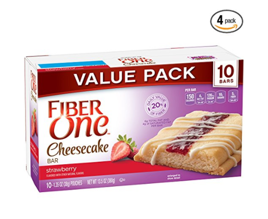 4 boxes of Fiber One Bar, strawberry cheesecake, 10 count