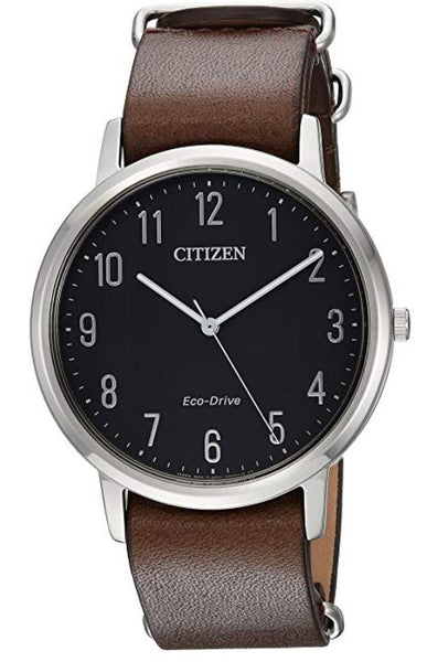 Reloj informal de cuero y acero inoxidable de cuarzo 'Eco-Drive' para hombre Citizen