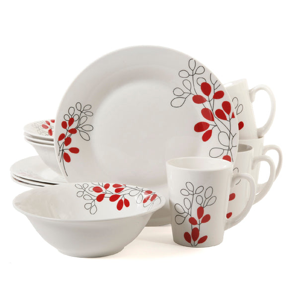 Gibson Home Scarlet Leaves 12 Pc. Dinnerware Set