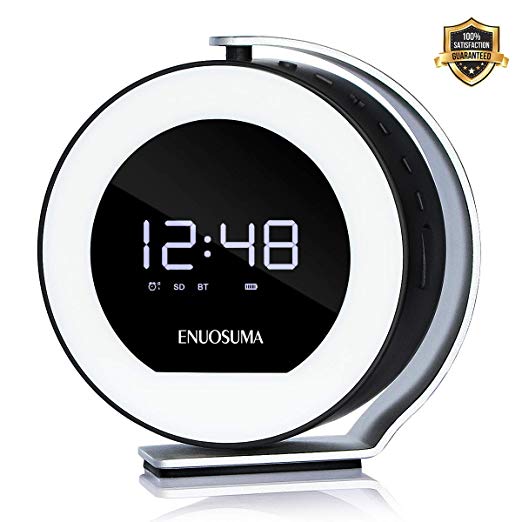 LED Light Alarm Clock Radio with Bluetooth Speaker