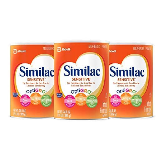 3-Pack 34.9oz Similac Infant Formula Powder w/ Iron (Sensitive)