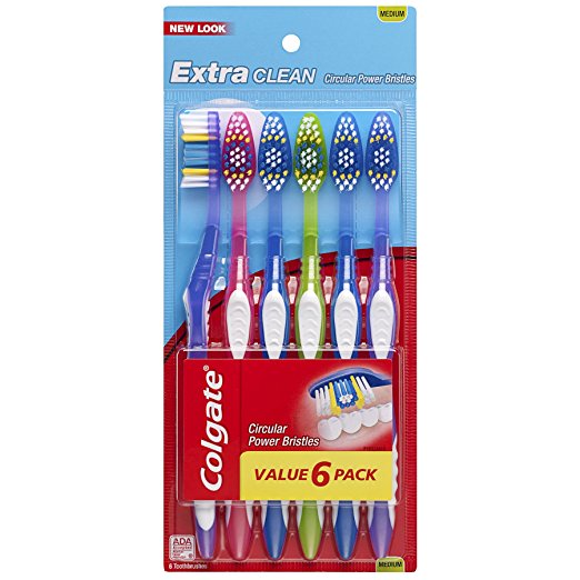 6 Colgate Extra Clean Toothbrushes