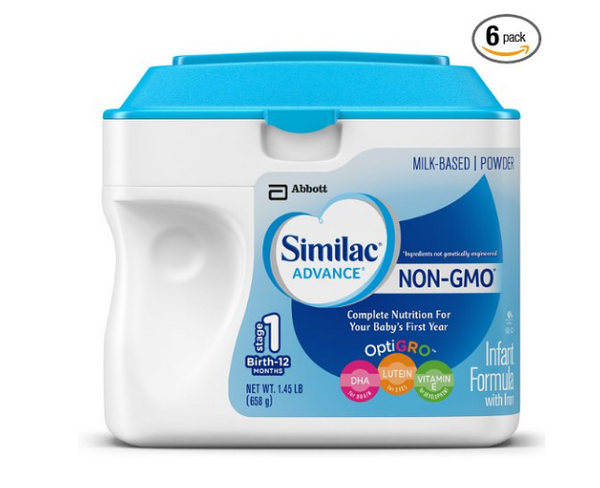 Pack of 6 Similac Advance Non-GMO Infant Formula, Powder, 23.2 Ounces