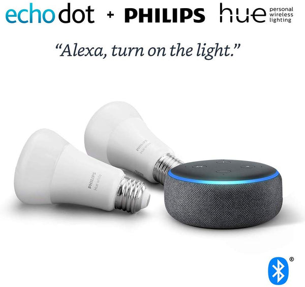 Pack Of 2 Hue Philips A19 Smart Bulbs With Free Echo Dot