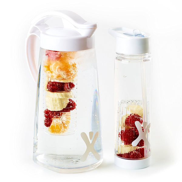 Jarra de infusión de frutas de 70 oz + botella de agua con infusión de frutas de 26 oz + libro de recetas