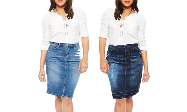 Knee length denim skirt