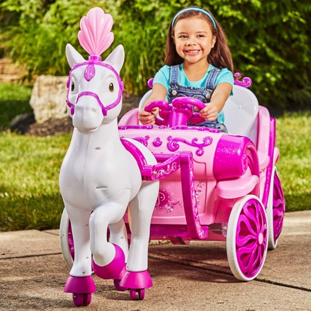 Paseo en carruaje y caballo real de princesas de Disney para niñas de 6 V