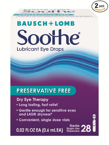 Dispensadores de gotas para ojos lubricantes calmantes Bausch &amp; Lomb de 56 unidades, de un solo uso