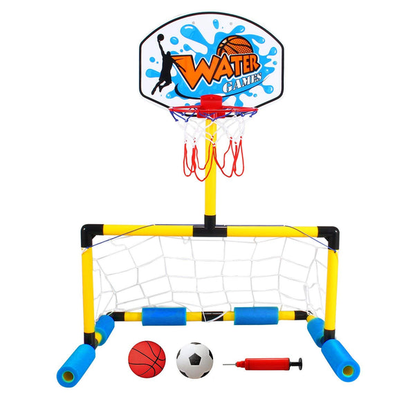 Geekper Multi-Sport Floating Reinforced Basketball and Soccer Goal Pool Set