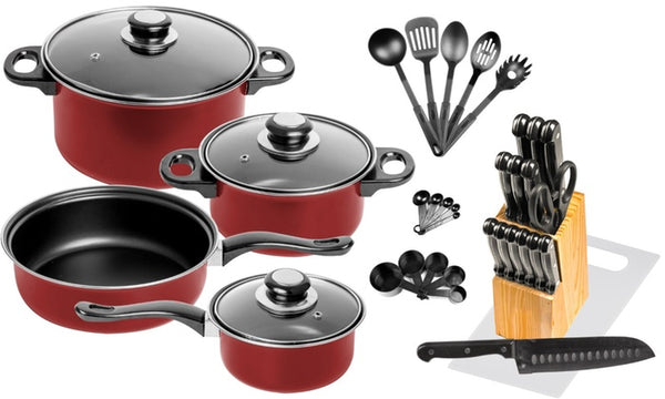 36 piece cookware set with knife block