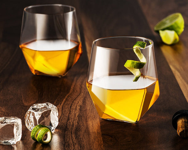 Set of 2 ultra thin crystal whiskey glasses