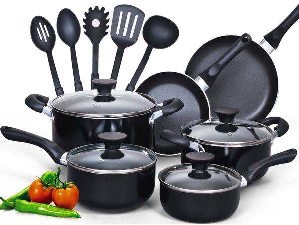 Cook N Home 15-Piece Nonstick Stay Cool Handle Cookware Set