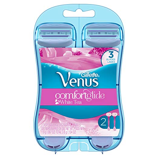 Maquinillas de afeitar desechables de té blanco Gillette Venus Comfortglide para mujer, 2 unidades