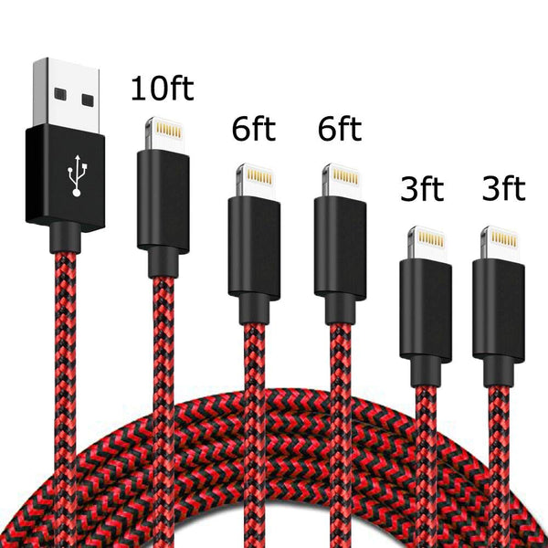 Pack Of 5 MFi Certified iPhone Lightning Cables