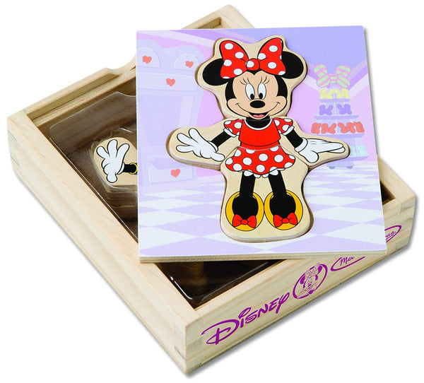 Melissa &amp; Doug Disney Minnie Mouse Juego de disfraces de madera para mezclar y combinar (18 piezas)