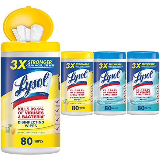 4-Pack of 80-Count Lysol Disinfecting Wipes (Lemon & Ocean Breeze)