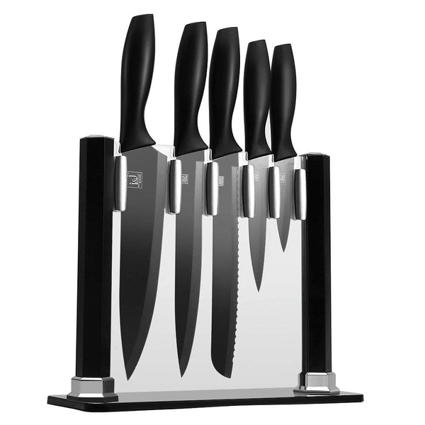 Juego de cuchillos de chef de acero inoxidable de cocina de 5 piezas con bloque