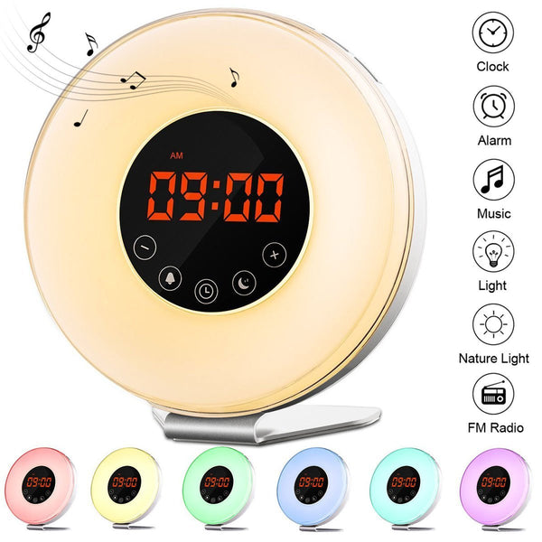 Reloj despertador con luz LED de 7 colores