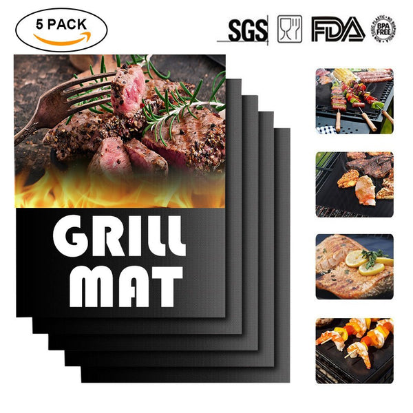 Pack of 5 BBQ grill mats