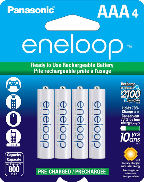 Pack of 4 Panasonic AAA Eneloop rechargeable batteries