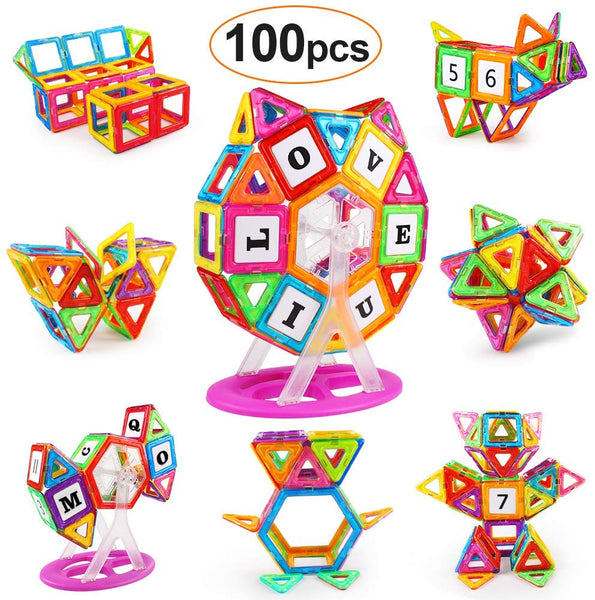 100 Piece Magnetic 3D Building Blocks Set