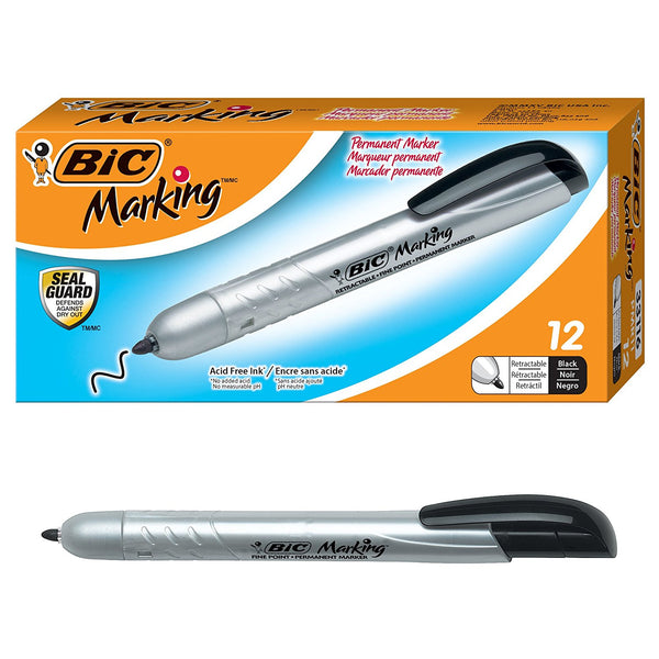 Marcador permanente retráctil BIC Marking, 12 unidades