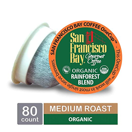 K-Cups de café de la Bahía de San Francisco de 80 ct (selva orgánica o mezcla para el desayuno)