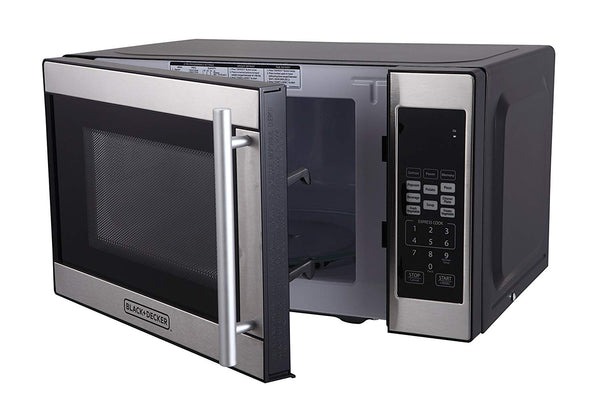 Black + Decker 0.7 Cubic Foot 700 Watt Stainless Steel Microwave with Turntable