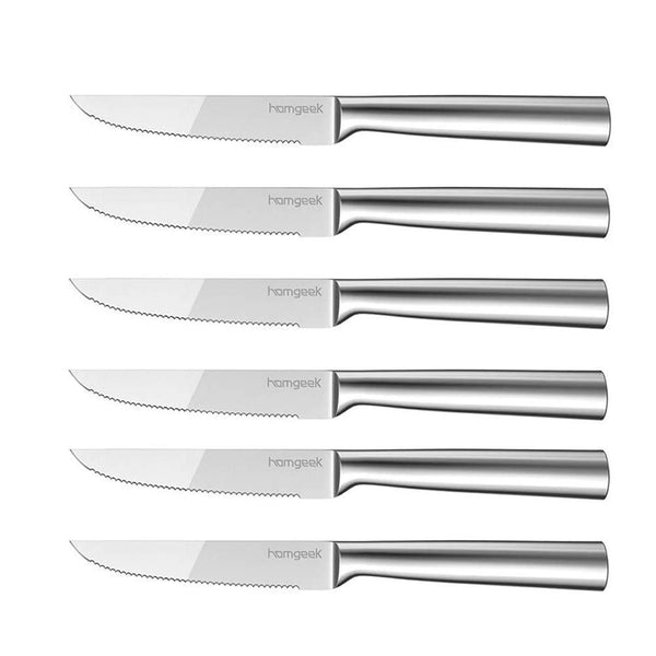 6 German High Carbon Stainless Steel Serrated Steak Knives