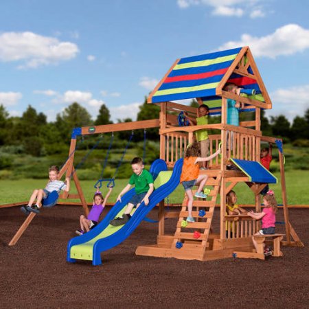 Backyard Discovery Beach Front Wooden Cedar Swing Set