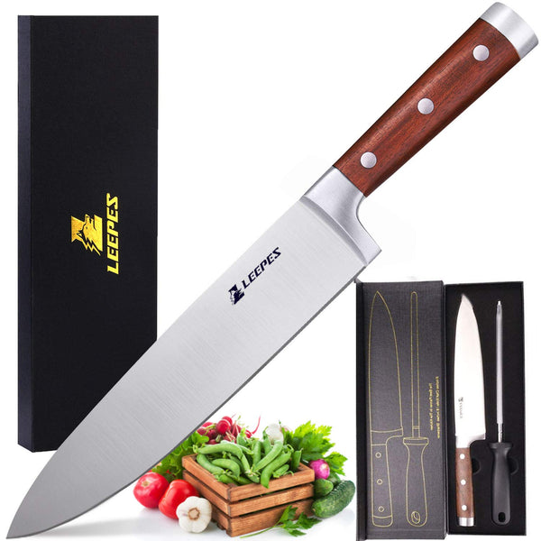 8 inch German Stainless Steel Kitchen Knife with Ergonomic Handle and Magnetic Box