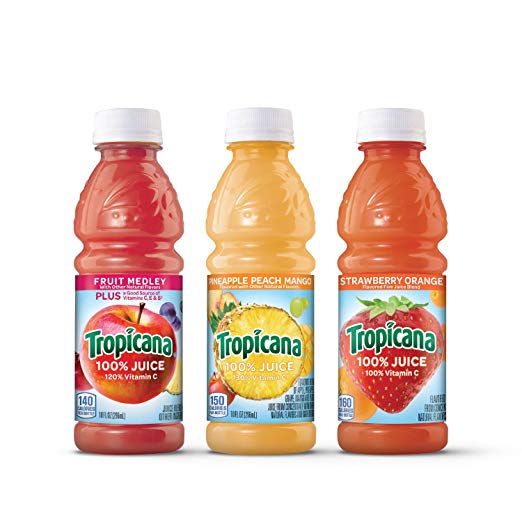 24 botellas de jugo Tropicana de pomelo, manzana o naranja