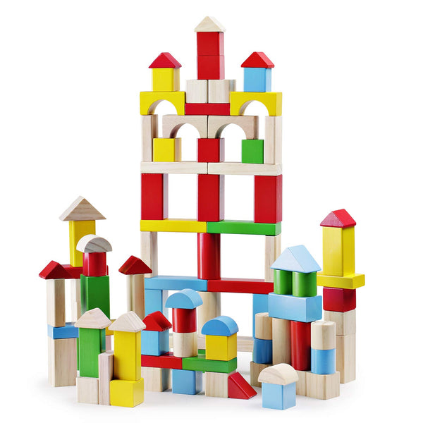 100 Piece Wooden Building Blocks Construction Toy