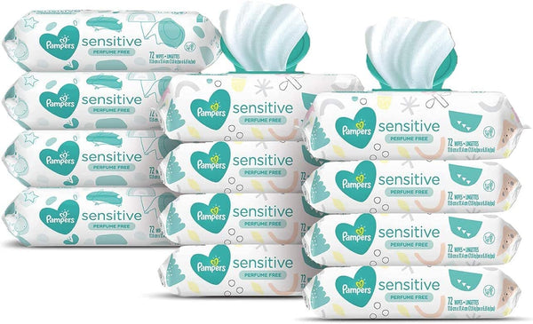 12 Packs of 72-Ct Pampers Sensitive Water Based Baby Wipes