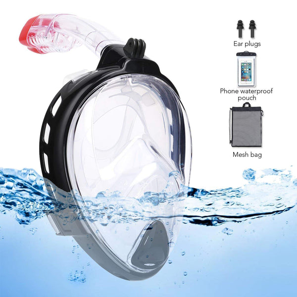 Panoramic Snorkel Mask With Ear Plugs And Phone Pouch