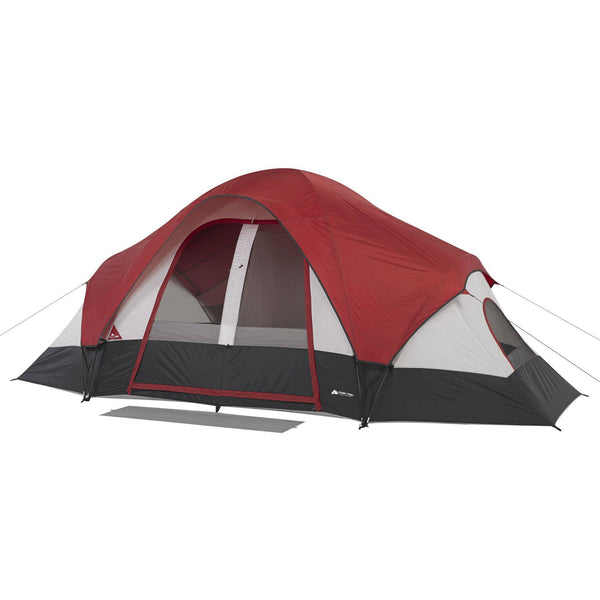 Tienda de campaña familiar Ozark Trail para 8 personas, 16' x 8', con tapete para barro incorporado (rojo/gris)