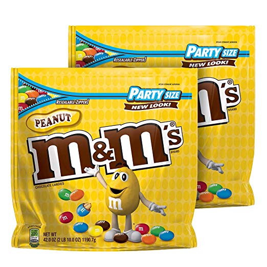 M&amp;M'S Peanut Chocolate Candy Party Tamaño Bolsa de 42 onzas (Paquete de 2)