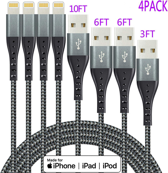 Paquete de 4 cables Lightning con certificación MFi