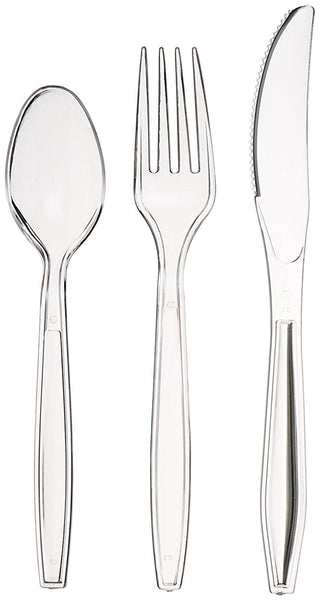 AmazonBasics 360-Piece Clear Plastic Cutlery Set