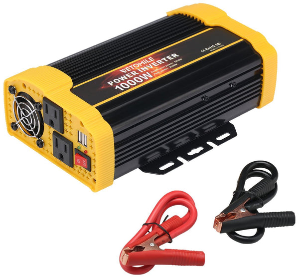 1000W Power Inverter DC 12V to 110V AC Car Inverter with 2.1A Dual USB Car Adapter